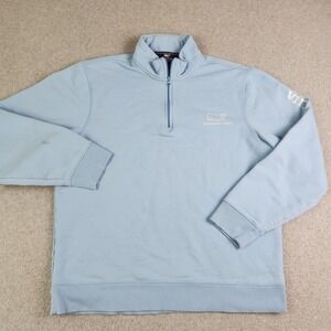 Vineyard Vines Sweatshirt Mens XL Blue Shep Shirt Whale Graphic Logo Quarter Zip